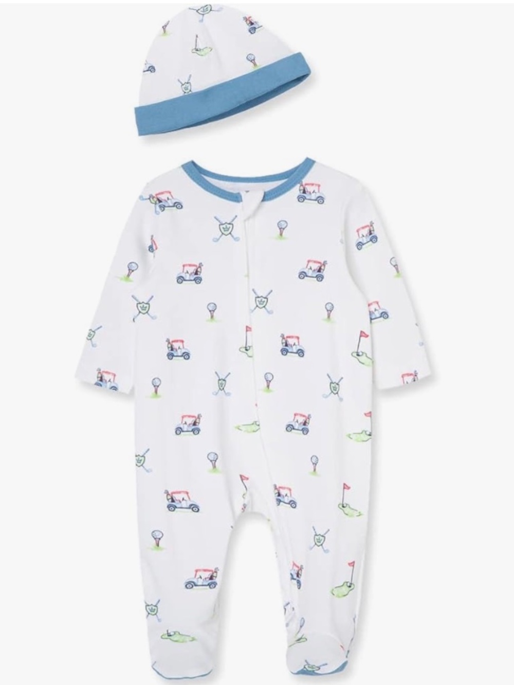 NWT Little Me Baby Boy Golf Clothes 2-Piece Sleeper and Cap Set Newborn